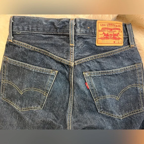 LEVIS VINTAGE CLOTHING- 505-0217 *31x 34- pls read below- rare RED LINE BIG E. - Picture 2 of 16
